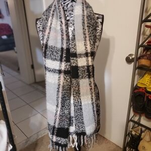 Fringed Plaid scarf 75x26 season  staple for fall&winter